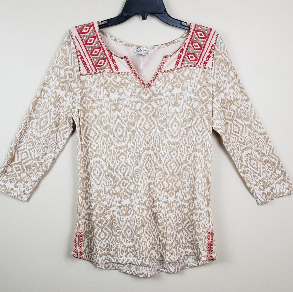 SOLD Lucky Brand Boho embroidered top medium - Picture 1 of 8